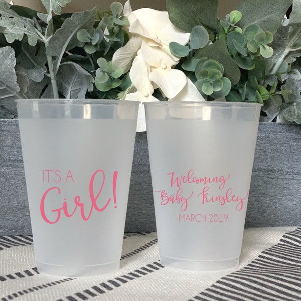 It's a Girl Personalized Baby Shower Plastic Shatterproof Cups | It's a Girl | Baby Girl Shower | Baby Girl | Baby Shower Cup