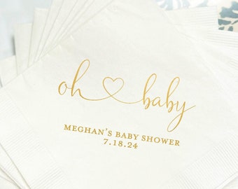 Oh Baby! Foil Stamped Baby Shower Napkins, Oh Baby Napkins, Baby Shower Napkins, Baby Shower, Gender Reveal, Welcome Baby, Shower Decor