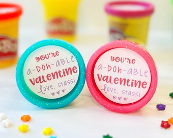 Valentine's Day Stickers - You're A-DOH-able, Personalized Custom Stickers, Treat Stickers, Classroom Sticker, Valentine's Day Party Sticker