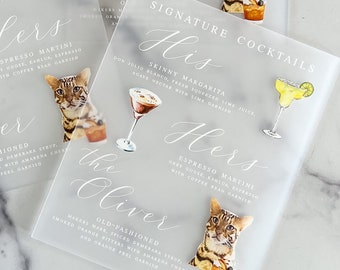 Dog Signature Cocktails Acrylic Sign, Two Dog Signature Drink Bar Menu, Pet Wedding Bar Menu, Wedding Bar Sign, Acrylic Bar Menu Sign