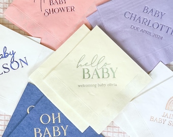 Personalized Baby Shower Napkins - Sip and See Napkins, Baby Shower Napkins, Custom Napkins, Foil Stamped Napkins