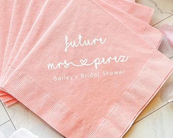 Future Mrs Personalized Bridal Shower Napkins, Bridal Shower, Engagement Party Napkins, Bridal Shower Napkins, Custom Napkins