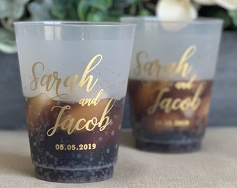 First Name Custom Personalized Shatterproof Cups, Signature Cocktails, Engagement Party, Wedding Reception Bar Frosted Cups