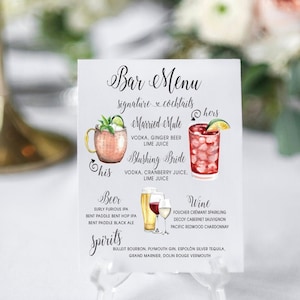 INSTANT DOWNLOAD Signature Cocktails Sign, Signature Drink Bar Menu, Wedding Bar Menu, Wedding Bar Sign, Bar Wedding Poster, Multiple Sizes image 1