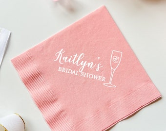 Brunch and Bubbly Personalized Bridal Shower Napkins - Bridal Shower - Rehearsal Dinner - Engagement Party Napkins