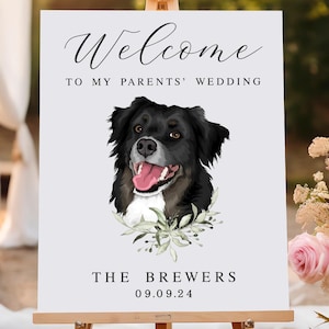 Custom Illustrated Pet Welcome Sign - Portrait, Welcome Sign, Wedding Acrylic Sign, Acrylic Welcome Sign, Wedding Sign, Pet Sign, Dog Sign