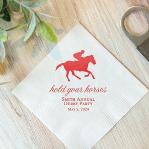 Hold Your Horses Kentucky Derby Personalized Napkin, Personalized Derby Napkins, Horse Racing Napkins, Kentucky Derby, Derby Party Napkins