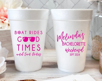 Boat Rides, Good Times and Tan Lines Bachelorette Foam Cups, Bachelorette Weekend Cups, Foam Bachelorette Cups, Styrofoam Cups, Custom Cups