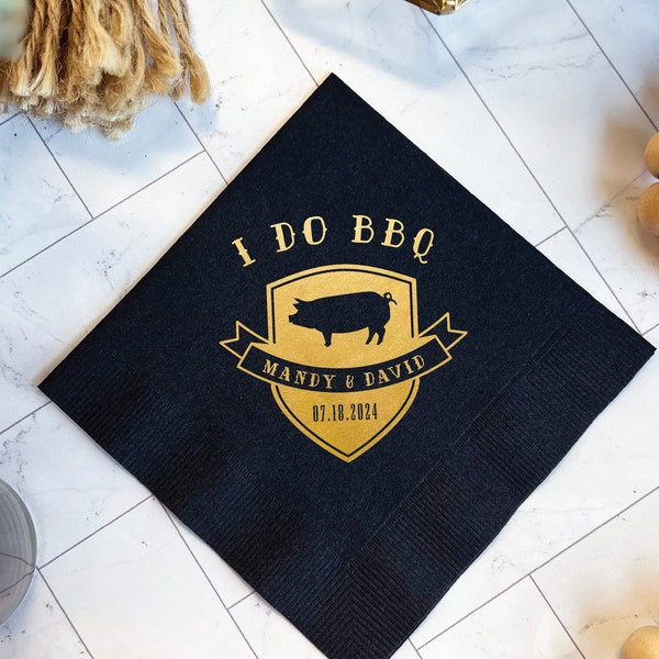 I Do BBQ Personalized Couples Bridal Shower Napkins - Bridal Shower - Rehearsal Dinner - Engagement Party Napkins