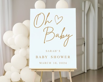 Modern Oh Baby Personalized Baby Shower Acrylic Sign, Acrylic Baby Shower Sign, Baby Shower Welcome Sign, Welcome Sign, Baby Shower Decor