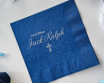 God Bless Personalized Christening Napkins, Baptism Napkins, Personalized Religious Napkins, Baptism Christening Napkin