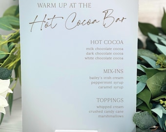 Hot Chocolate Bar Sign: Custom Acrylic Menu (Clear or Frosted)