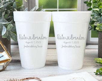 Personalized Wedding Foam Cups, Wedding Cups, Reception Cups, Custom Foam Cups, Personalized Foam Cups, Wedding Decor