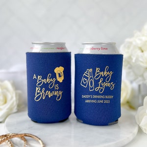 A Baby is Brewing Can Cooler Party Favor, Babies and Brews Baby Shower, BBQ Baby Shower, Baby Shower Favor, Welcome Baby image 1