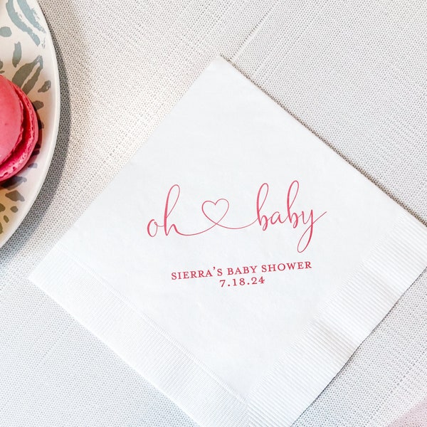 Oh Baby Personalized Baby Shower Napkins, Oh Baby Napkins, Baby Shower Napkins, Custom Napkins, Foil Stamped Napkins, Baby Shower