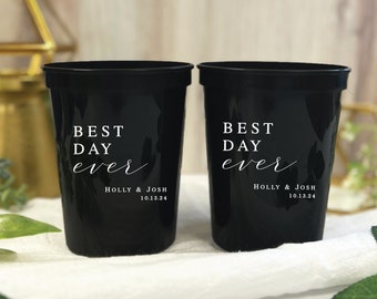 Best Day Ever Wedding Personalized Stadium Plastic Cups, Wedding Stadium Cups, Engagement Cups, Custom Cups, Wedding Favors, Wedding Decor