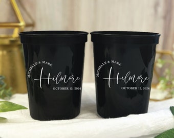 Modern Last Name Wedding Personalized Stadium Cups, Wedding Stadium Cups, Engagement Cups, Custom Cups, Wedding Favors, Wedding Decor