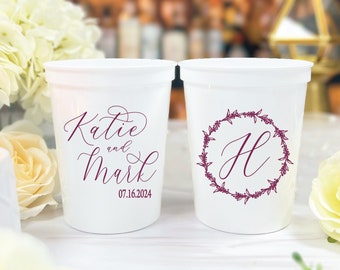 Romantic First Name Wedding Personalized Stadium Cups, Wedding Stadium Cups, Engagement Cups, Custom Cups, Wedding Favors, Wedding Decor
