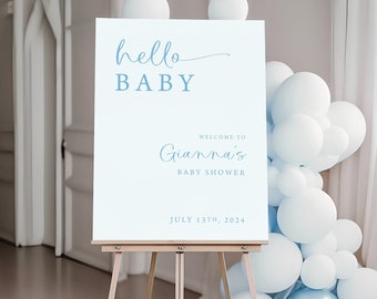 Modern Hello Baby Personalized Baby Shower Acrylic Sign, Acrylic Baby Shower Sign, Baby Shower Welcome Sign, Welcome Sign, Baby Shower Decor