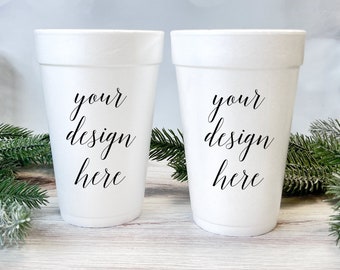 Personalized Wedding Foam Cups, Printed Styrofoam Cup, Design Your Own Cup, Custom Cup, Wedding Logo Cup, Custom Foam Cups