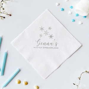 Winter ONEderland Personalized Napkins - First Birthday - Birthday Boy - Snowflakes - Winter Birthday