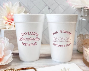 Bachelorette Weekend Foam Cups - Bachelorette Weekend Cups, Foam Bachelorette Cups, Styrofoam Cups, Last Splash, Beach Bach Bash