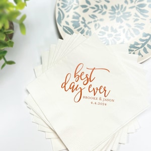 Best Day Ever Wedding Napkins | Rehearsal Dinner | Engagement Party | Custom Bar Napkins | Custom Wedding Napkins | Wedding Napkins