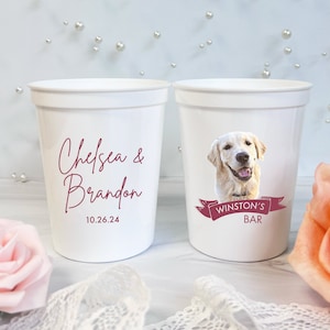 Dog Bar Wedding Personalized Stadium Plastic Cups, Custom Stadium Cups, Dog Wedding Cups, Wedding Decor, Wedding Cups image 1