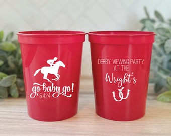 Go Baby Go - Horse Racing Stadium Party Cups - Stadium Cups - Derby Cocktails - Personalized Derby Cup - Kentucky Derby Party