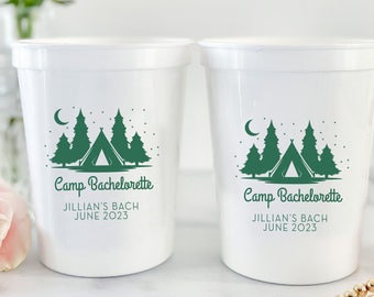 Camp Bachelorette Personalized Stadium Plastic Cups - Bachelorette Party - Camping Bachelorette Weekend - Colorado Bach Bash