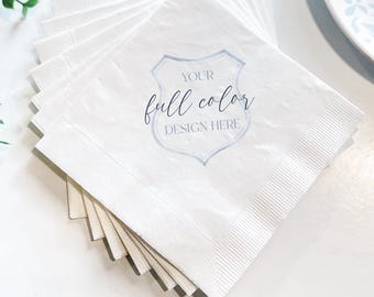 Design Your Own Full Color Coined Napkins, Custom Logo 3-Ply Napkins, Personalized Digital Cocktail Napkins, Wedding Napkins