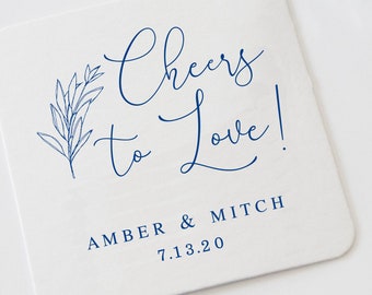 Cheers To Love Personalized Wedding Coaster, Foil Pressed Coaster, Custom Coaster, Wedding Logo Coaster