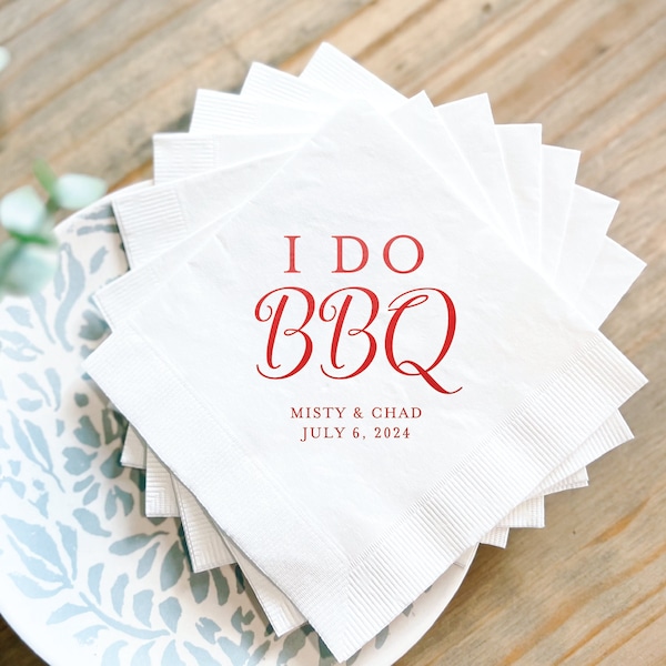 I Do BBQ Personalized Couples Bridal Shower Napkins, Bridal Shower, Engagement Party Napkins, Bridal Shower Napkins, Custom Napkins