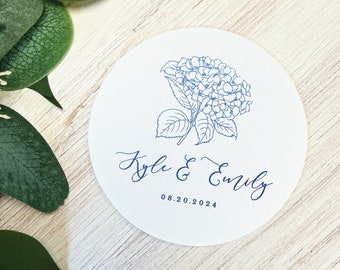 Hydrangea Personalized Wedding Coasters - Foil Pressed Coaster, Custom Coasters, Wedding Coasters, Wedding Decor, Custom Wedding Coasters