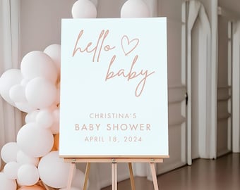 Hello Baby Personalized Baby Shower Acrylic Sign, Acrylic Baby Shower Sign, Baby Shower Welcome Sign, Welcome Sign, Baby Shower Decor