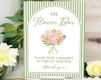 Custom Flower Bar Sign, Striped Bouquet Station Decor