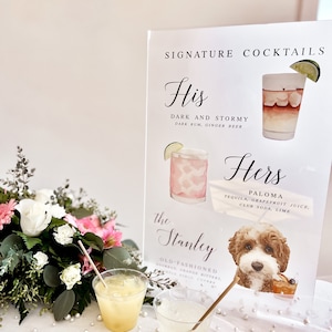 Dog Signature Cocktails Acrylic Sign, Two Dog Signature Drink Bar Menu, Pet Wedding Bar Menu, Wedding Bar Sign, Acrylic Bar Menu Sign