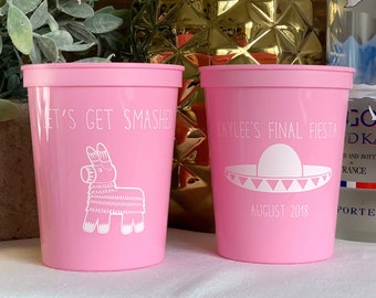 Let's Get Smashed Bachelorette Personalized Stadium Plastic Cups - Bachelorette Party - Final Fiesta - Fiesta Bachelorette