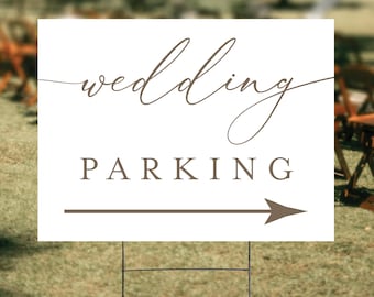 Wedding Parking Sign, Parking This Way Wedding Sign, Wedding Directional Sign, Guest Parking Sign, Outdoor Wedding Yard Sign