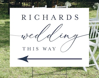 Personalized Wedding Sign with Last Name, Wedding This Way Sign, Custom Wedding Direction Sign, Outdoor Event Guidance