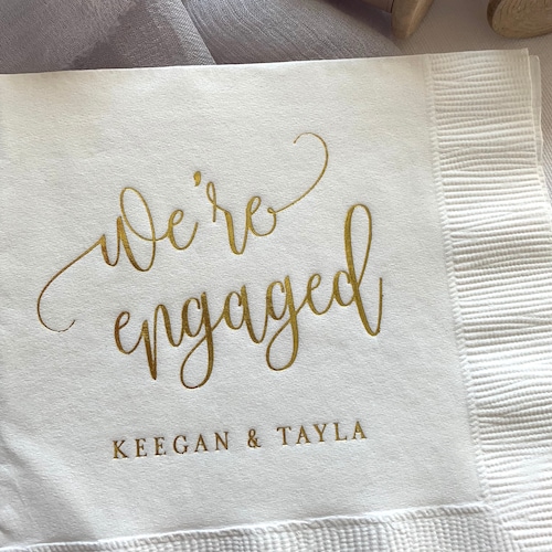 We're Engaged Personalized Napkins Engagement Party Etsy