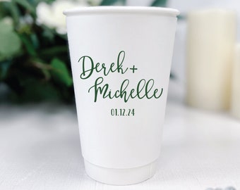 Personalized Wedding Paper Cups | Coffee Bar | Hot Chocolate Bar | Wedding Coffee Bar