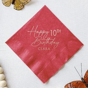 Happy Birthday Bash Personalized Napkins - Kids Birthday Napkins - Foil Stamped Napkins - Birthday Party Decor