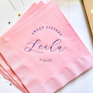 Sweet 16 Birthday - Personalized Birthday Napkins | Milestone Birthday | Sweet 16 Party | Sweet 16 Party Decor | Sweet 16 Napkins | Princess