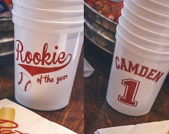 Rookie of the Year Baseball Birthday Personalized Stadium Plastic Cups - Birthday Stadium Cups - Birthday Party - Birthday Favor