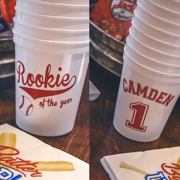 Rookie of the Year Baseball Birthday Personalized Stadium Plastic Cups - Birthday Stadium Cups - Birthday Party - Birthday Favor