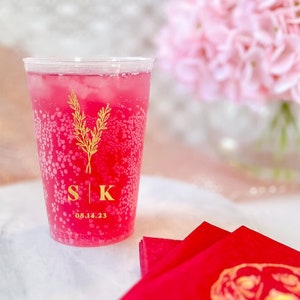 Custom Initials Personalized Wedding Shatterproof Plastic Cup, Bridal Shower/ Rehearsal Dinner /  Shatterproof Plastic Cups