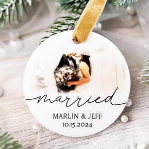 Mr and Mrs First Married Christmas Photo Ornament, Mr & Mrs Ornament, Newlywed Christmas Ornament, Just Married First Ornament