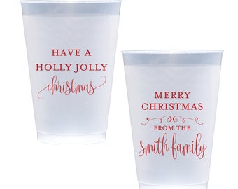 Colored Frosted Cup Holly Jolly Christmas Shatterproof Party Cups Wine Cups Personalized Christmas Cup Holiday Cocktails