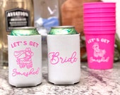 Fiesta Pinata Ready to Ship Bride Can Cooler - Bachelorette Can Coozie - Let 39 s Get Smashed Bachelorette Party